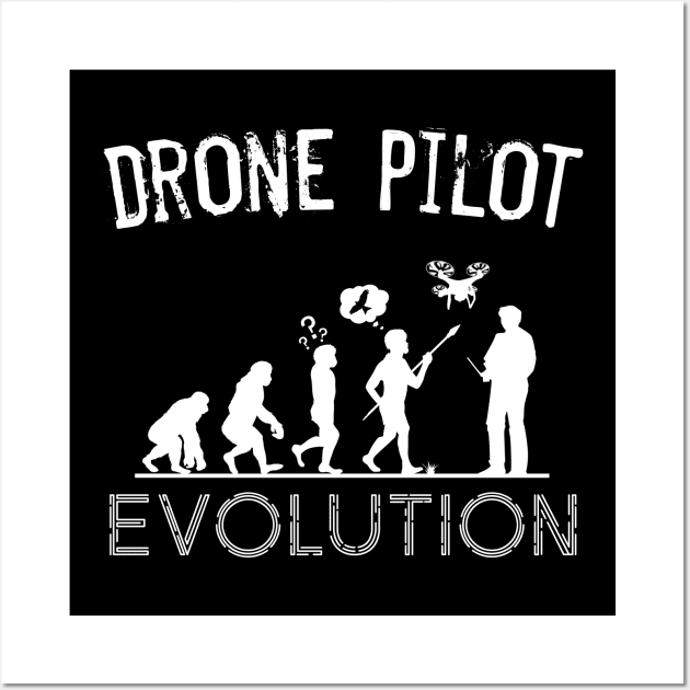 Drone - Drone Pilot Evolution Funny Silhouettes Wall Art by Lumio Gifts